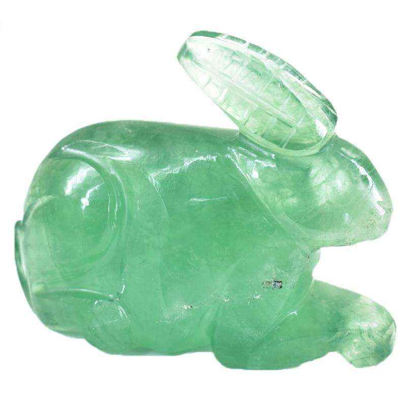 gemsmore:Exclusive Green Fluorite Hand Carved Bunny Gemstone