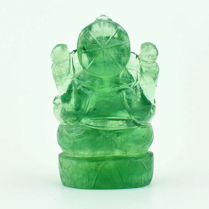 gemsmore:Exclusive Green Fluorite Hand Carved Genuine Crystal Gemstone Carving Lord Ganesha