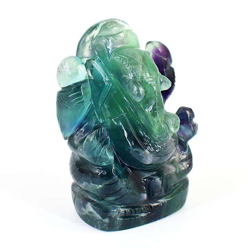 gemsmore:Exclusive Green Fluorite Hand Carved Genuine Crystal Gemstone Carving Lord Ganesha