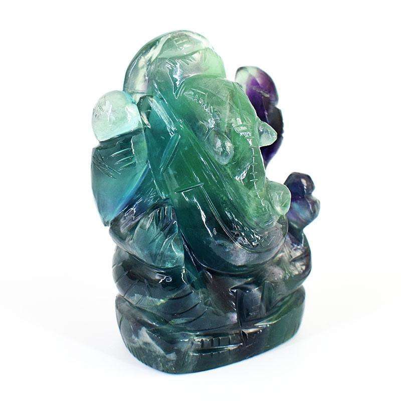 gemsmore:Exclusive Green Fluorite Hand Carved Genuine Crystal Gemstone Carving Lord Ganesha