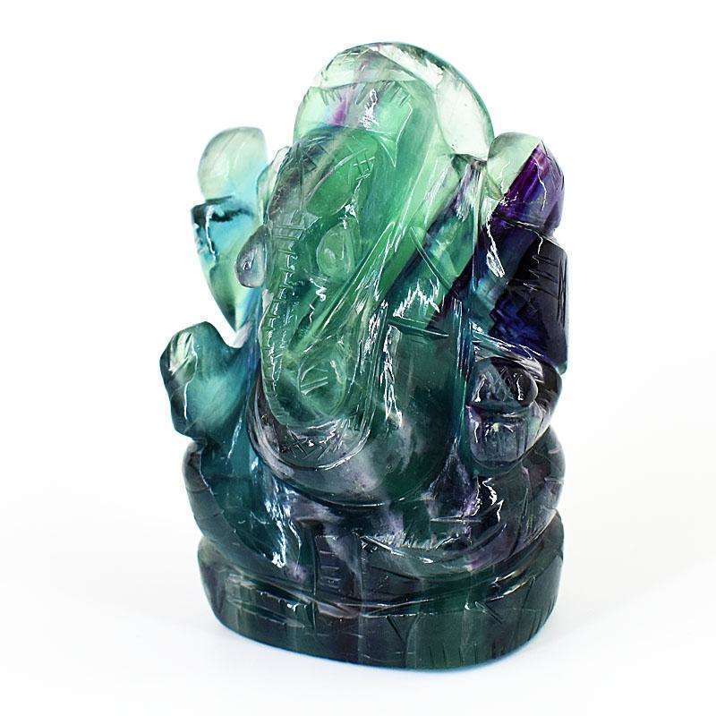 gemsmore:Exclusive Green Fluorite Hand Carved Genuine Crystal Gemstone Carving Lord Ganesha