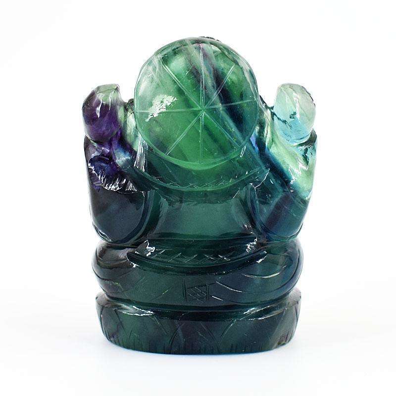 gemsmore:Exclusive Green Fluorite Hand Carved Genuine Crystal Gemstone Carving Lord Ganesha