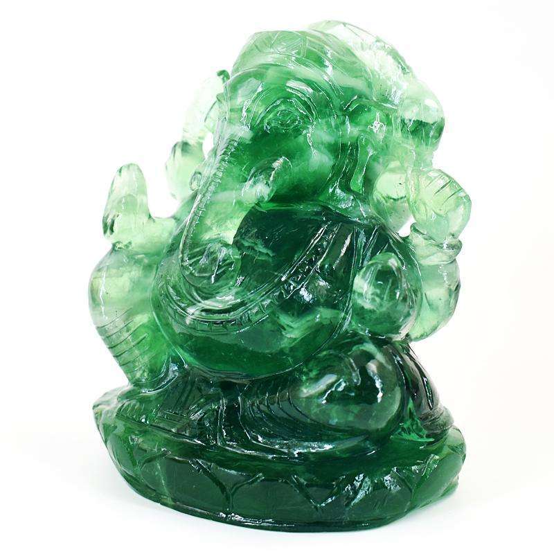 gemsmore:Exclusive Green Fluorite Hand Carved Genuine Crystal Gemstone Carving Massive Lord Ganesha