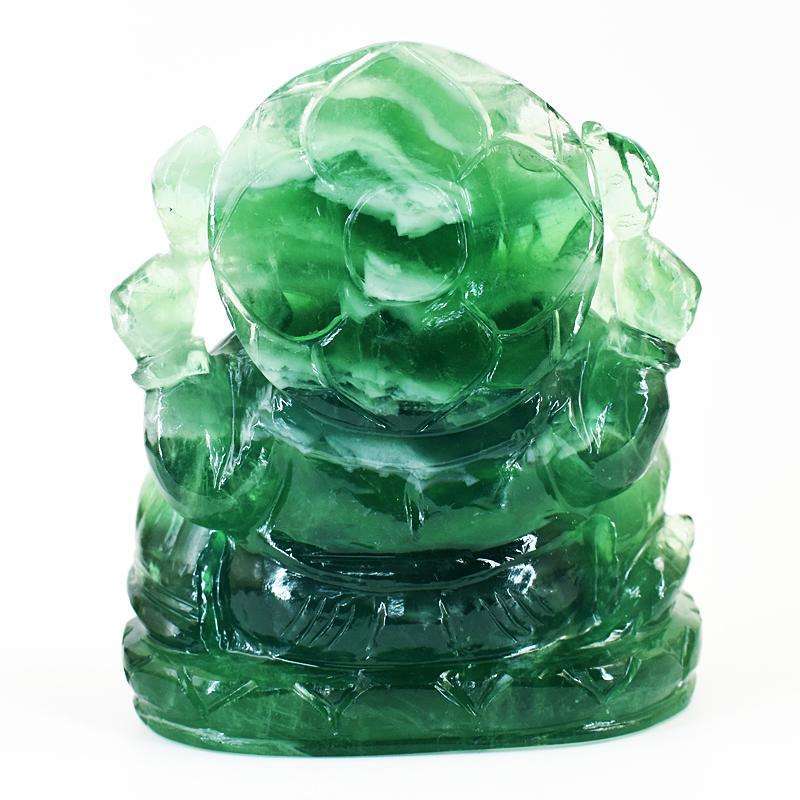 gemsmore:Exclusive Green Fluorite Hand Carved Genuine Crystal Gemstone Carving Massive Lord Ganesha