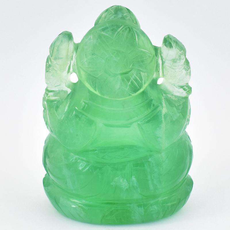 gemsmore:Exclusive Green Fluorite Hand Carved Lord Ganesha Idol