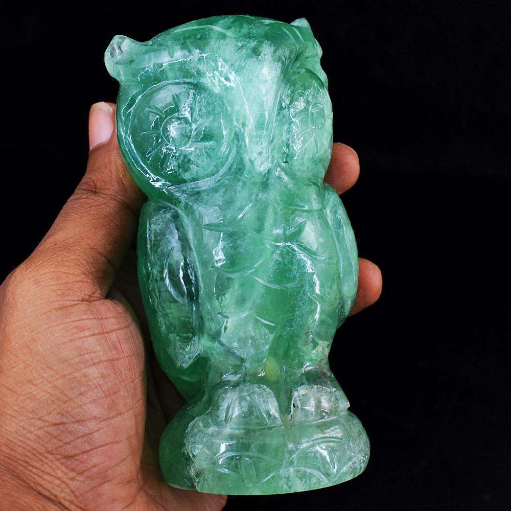 gemsmore:Exclusive Green Fluorite Hand Carved Owl