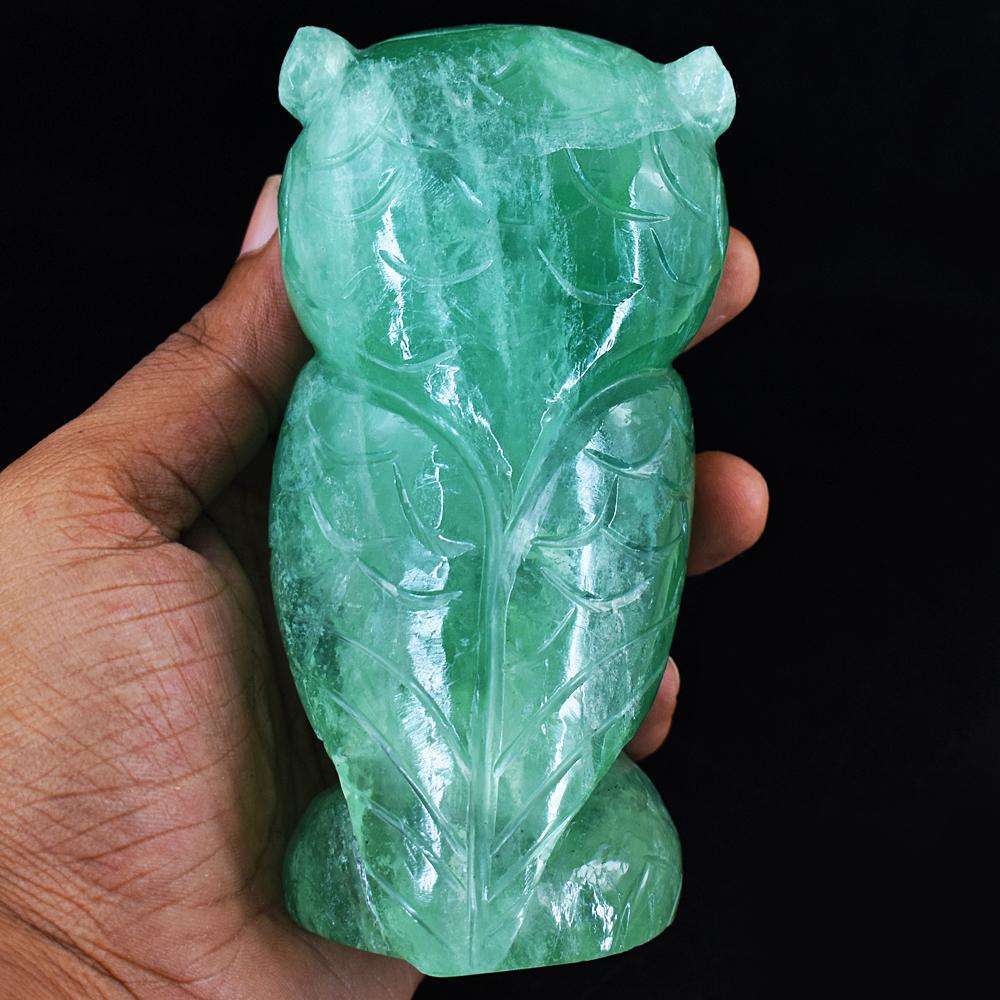 gemsmore:Exclusive Green Fluorite Hand Carved Owl