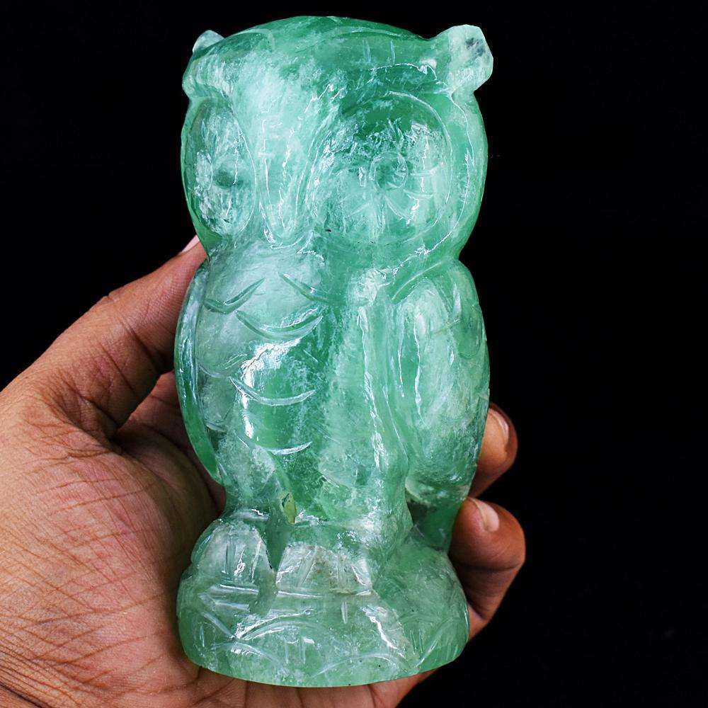 gemsmore:Exclusive Green Fluorite Hand Carved Owl