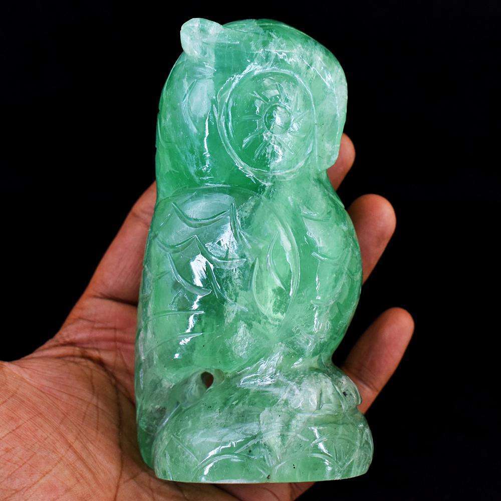 gemsmore:Exclusive Green Fluorite Hand Carved Owl