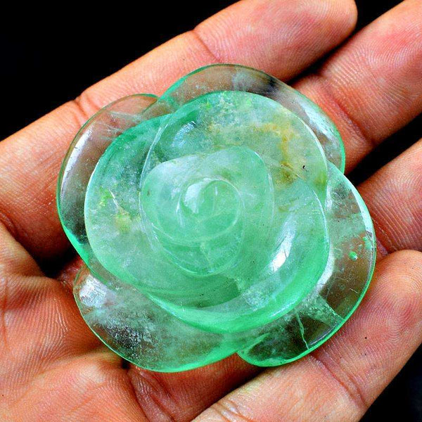 gemsmore:Exclusive Green Fluorite Hand Carved Rose