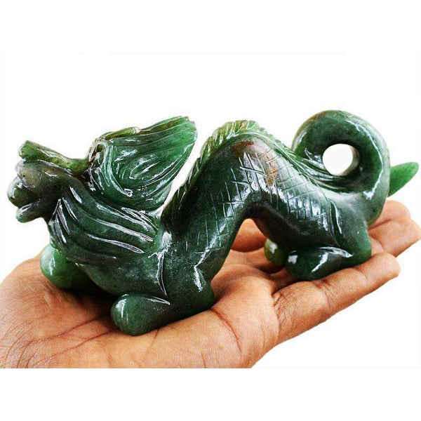 gemsmore:Exclusive Green Jade Carved Dragon Gemstone