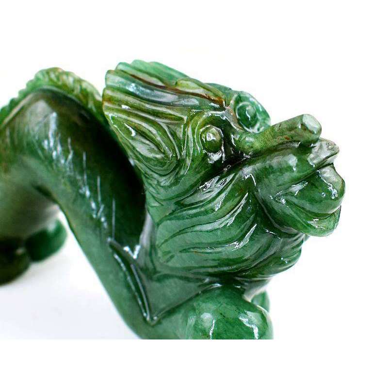 gemsmore:Exclusive Green Jade Carved Dragon Gemstone