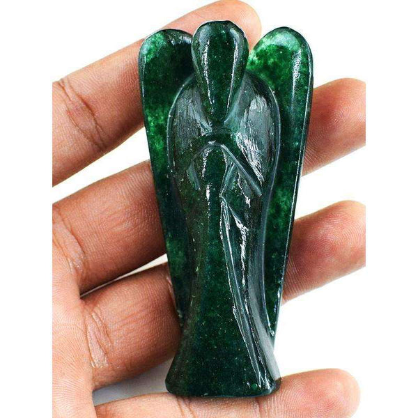 gemsmore:Exclusive Green Jade Carved Reiki Healing Angel