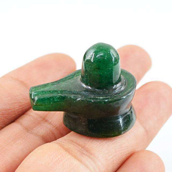 gemsmore:Exclusive Green Jade Gemstone Carved Hindu Lord Shiva Shivling