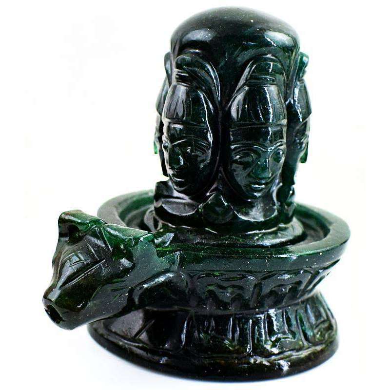 gemsmore:Exclusive Green Jade Gemstone Carved Hindu Lord Shiva Shivling