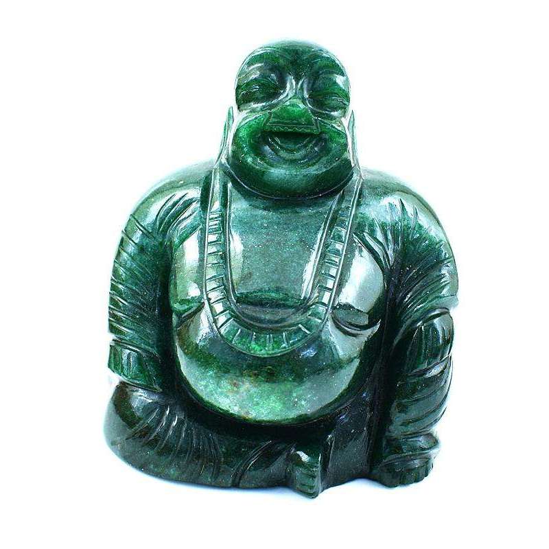 gemsmore:Exclusive Green Jade Gemstone Hand Carved Laughing Buddha