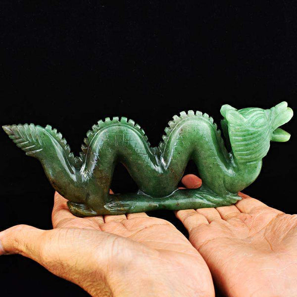 gemsmore:Exclusive Green Jade Hand Carved Dragon Idol