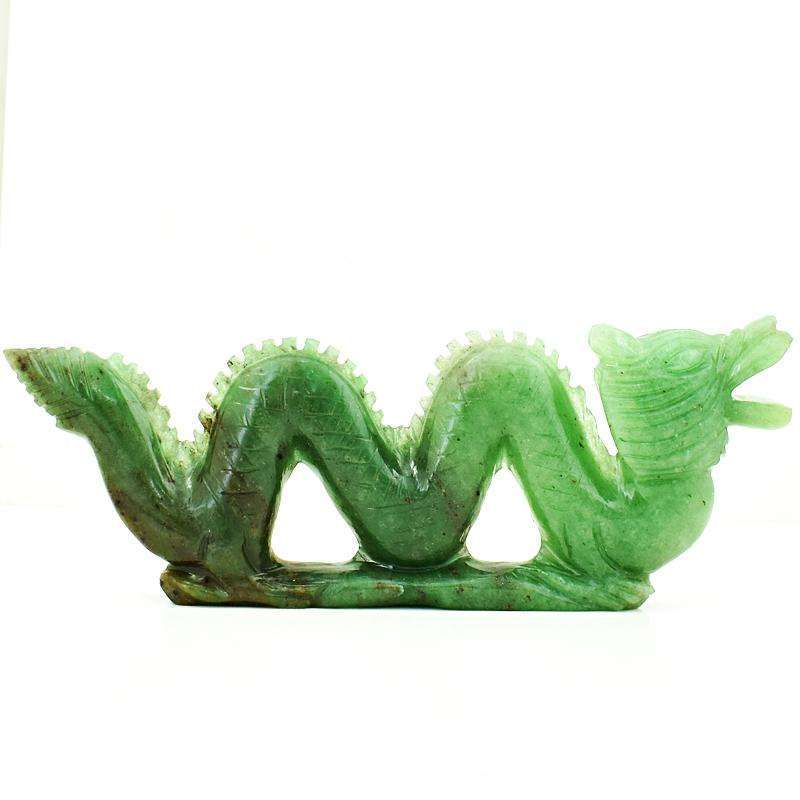 gemsmore:Exclusive Green Jade Hand Carved Dragon Idol