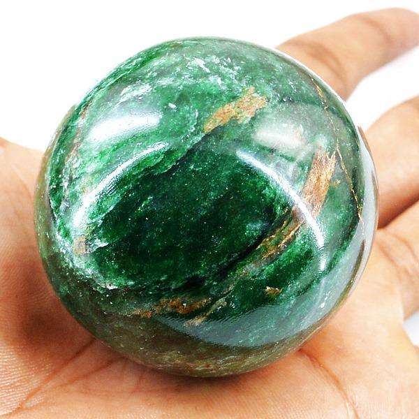 gemsmore:Exclusive Green Jade Hand Carved Healing Sphere