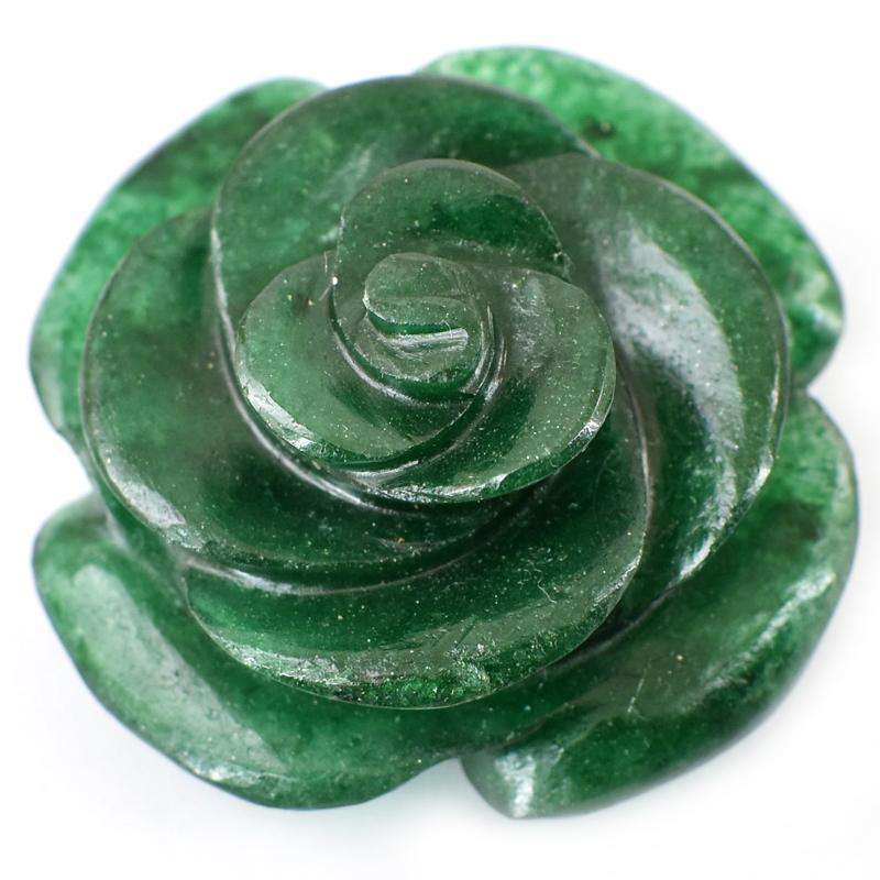gemsmore:Exclusive Green Jade Hand Carved Rose