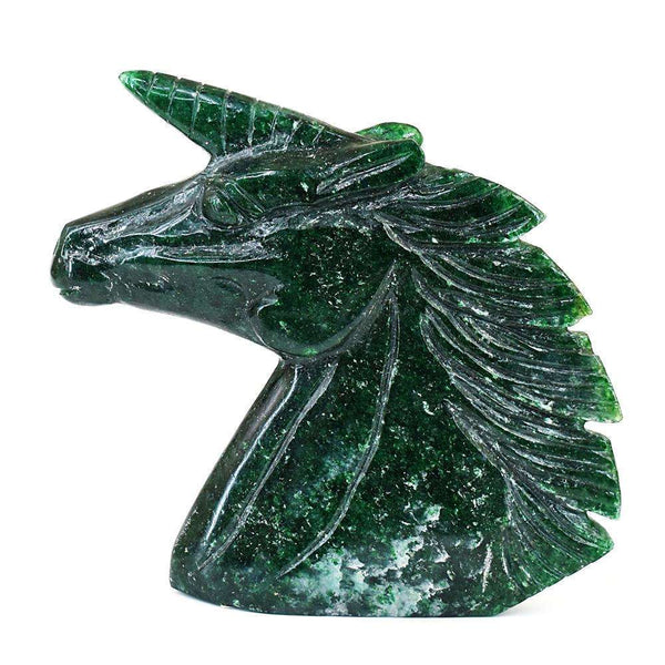 gemsmore:Exclusive Green Jade Hand Carved Unicorn Head