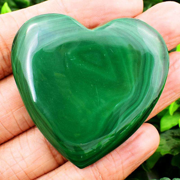 gemsmore:Exclusive Green Malachite Carved Heart Cabochon