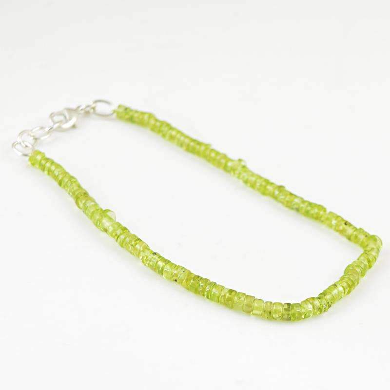 gemsmore:Exclusive Green Peridot Beads Bracelet Natural Round Shape