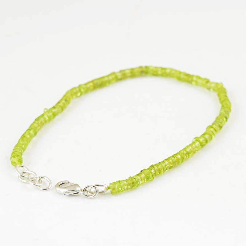 gemsmore:Exclusive Green Peridot Beads Bracelet Natural Round Shape