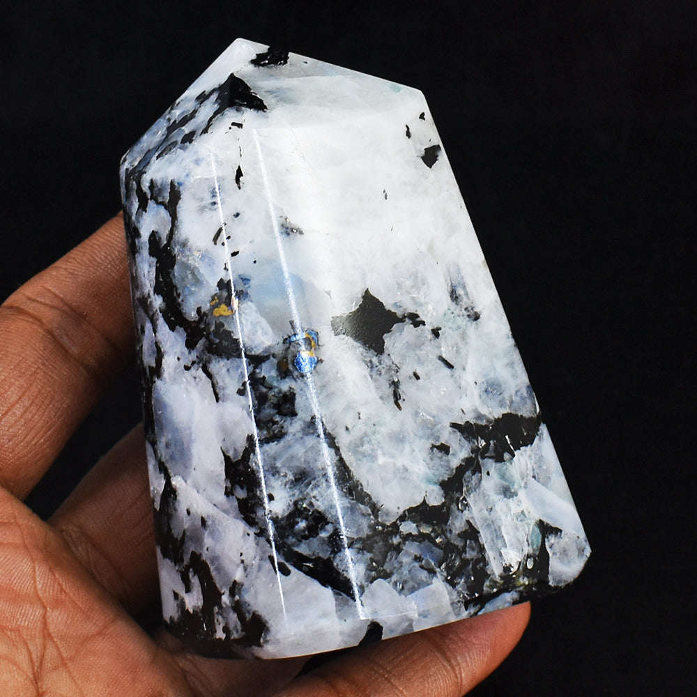 gemsmore:Exclusive Hand Carved Blue Flash  Moonstone Healing Point