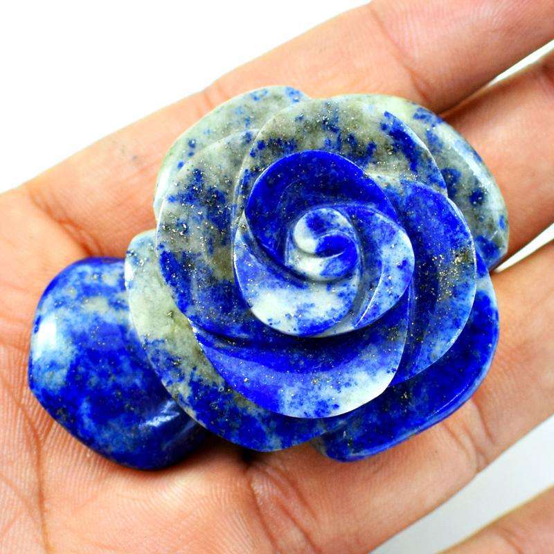 gemsmore:Exclusive Hand Carved Blue Lapis Lazuli Rose