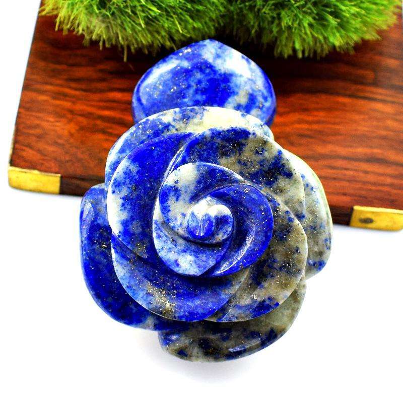 gemsmore:Exclusive Hand Carved Blue Lapis Lazuli Rose