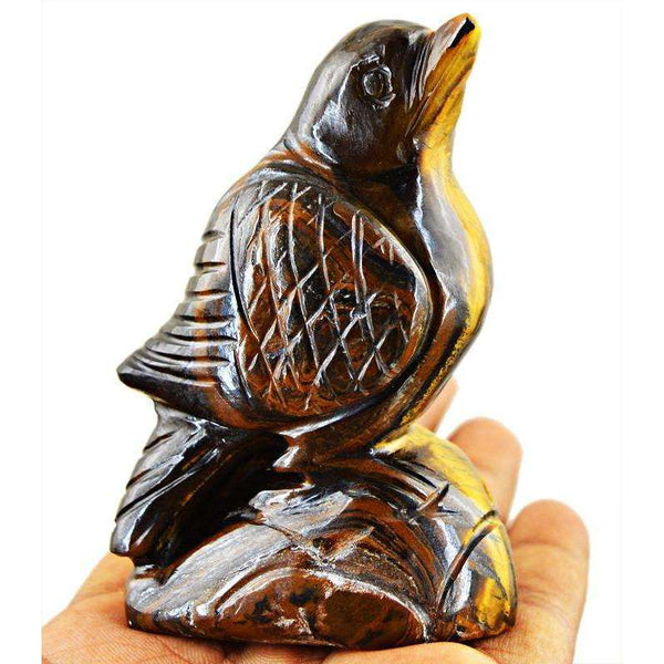gemsmore:Exclusive Hand Carved Golden Tiger Eye Bird
