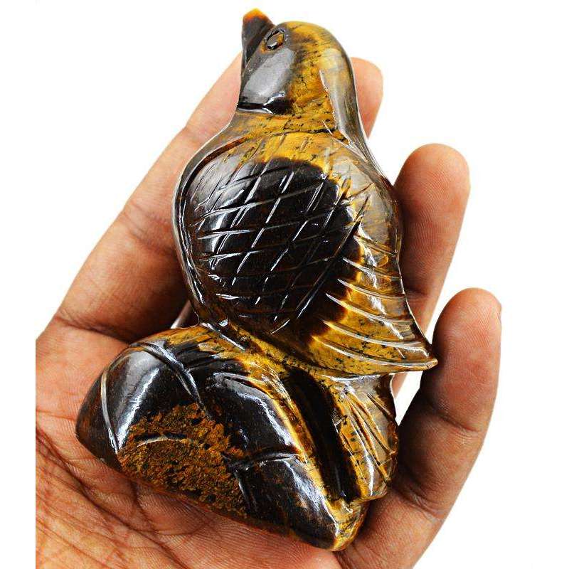 gemsmore:Exclusive Hand Carved Golden Tiger Eye Bird