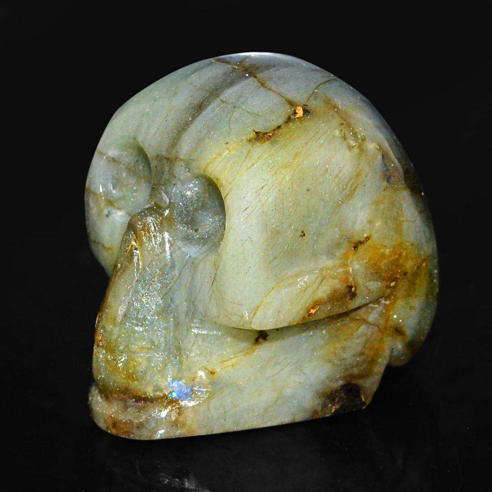 gemsmore:Exclusive Hand Carved Labradorite Skull Gemstone