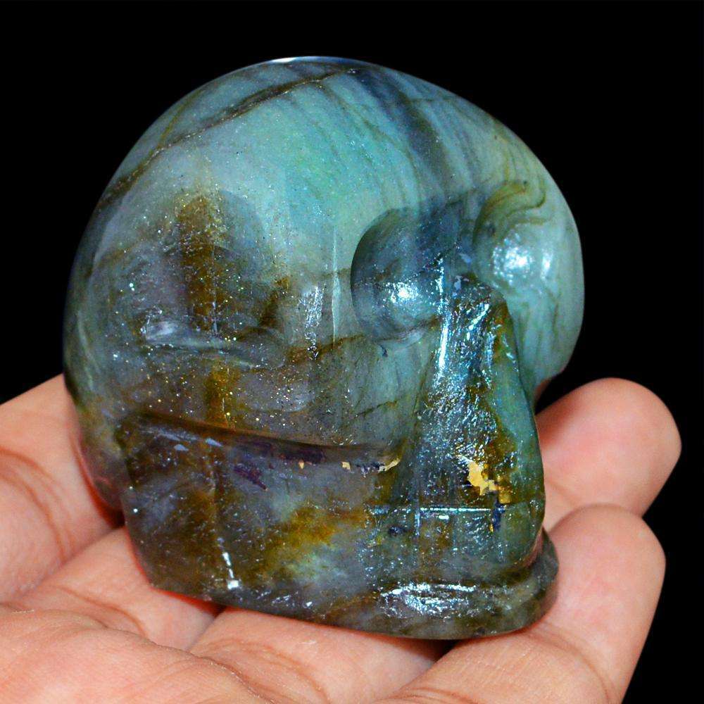 gemsmore:Exclusive Hand Carved Labradorite Skull Gemstone