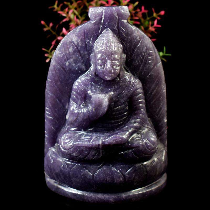 gemsmore:Exclusive Hand Carved Lepidolite Lord Buddha Statue