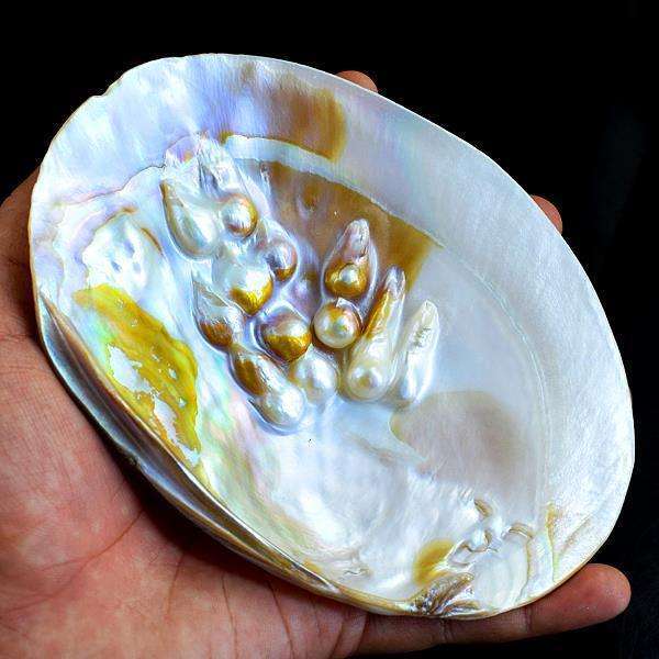 gemsmore:Exclusive Hand Carved Mother Pearl Plate