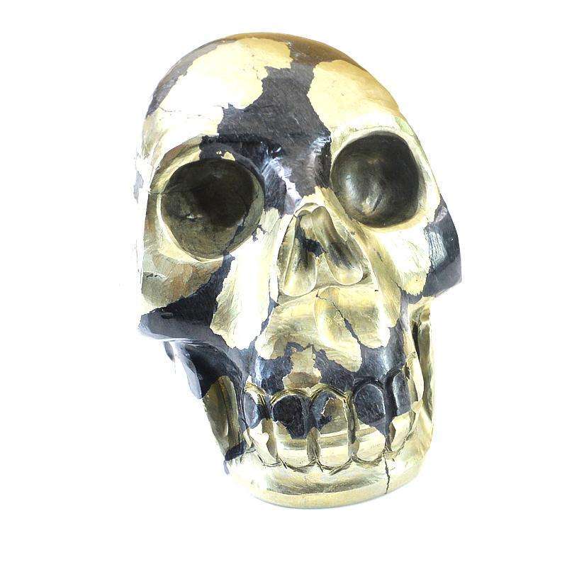 gemsmore:Exclusive Hand Carved Natural Golden Pyrite Gemstone Skull