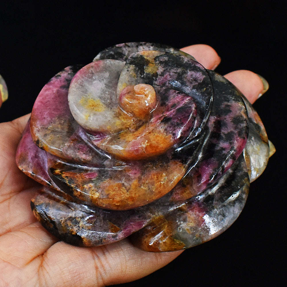 gemsmore:Exclusive Hand Carved Pink Rhodonite Rose Gemstone