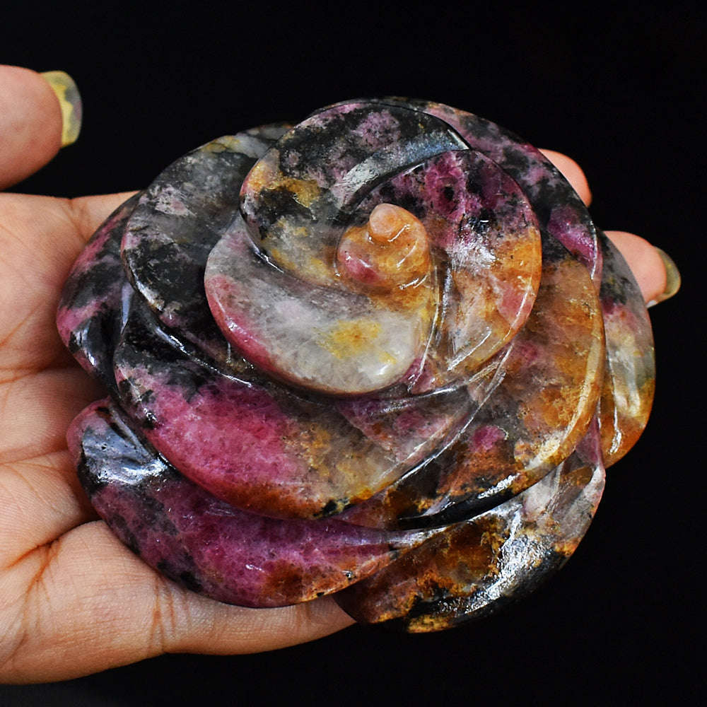 gemsmore:Exclusive Hand Carved Pink Rhodonite Rose Gemstone