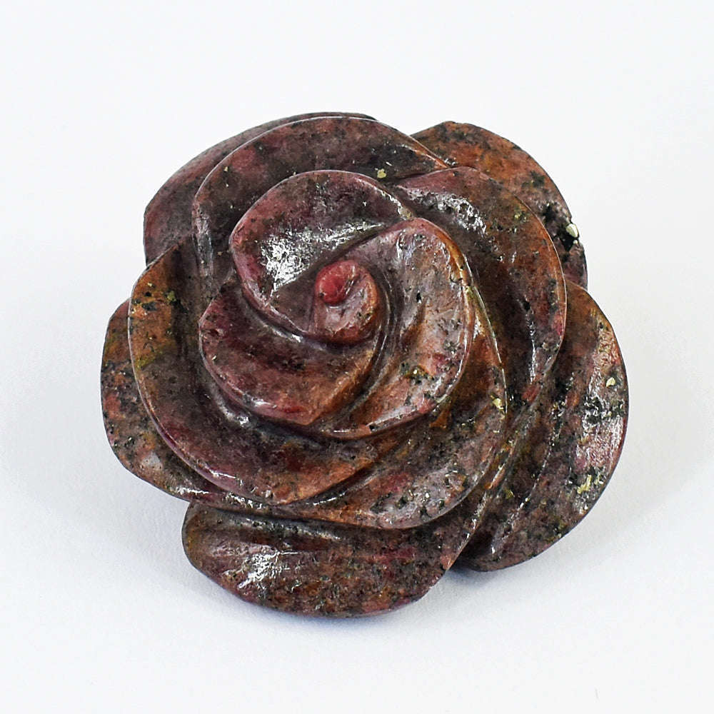 gemsmore:Exclusive Hand Carved Pink Rhodonite Rose Gemstone