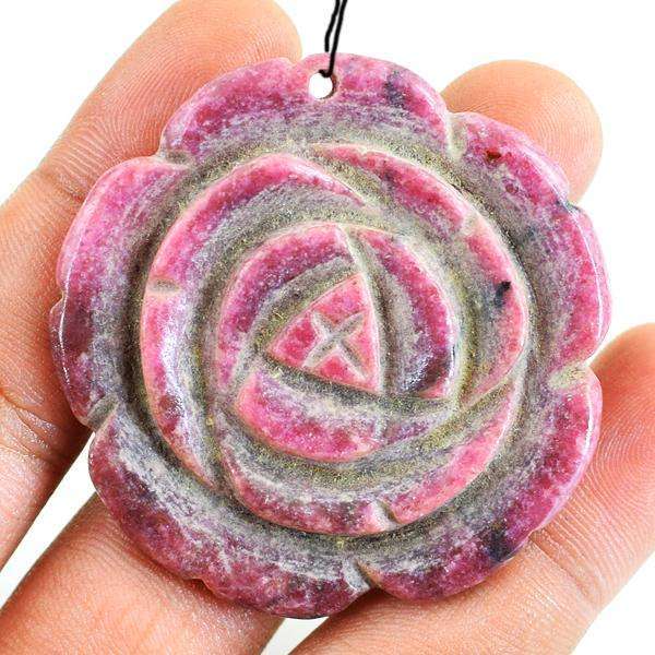 gemsmore:Exclusive Hand Carved Pink Rhodonite Rose Gemstone