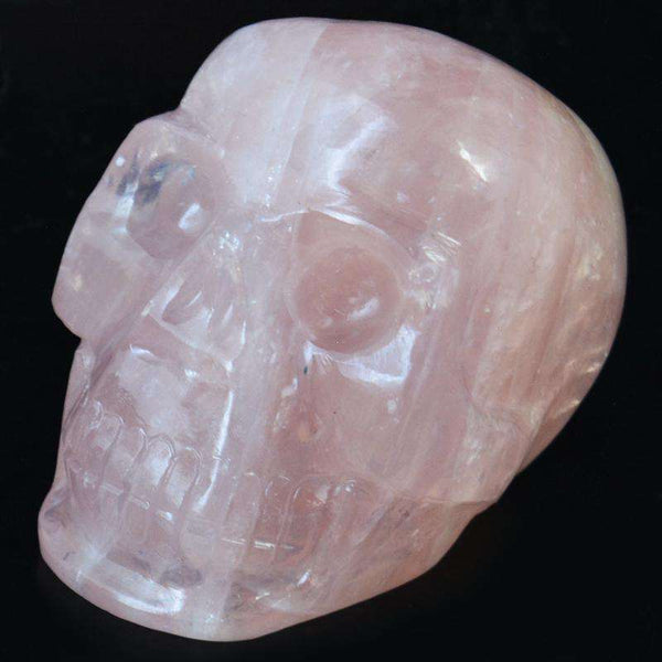 gemsmore:Exclusive Hand Carved Pink Rose Quartz Human Skull