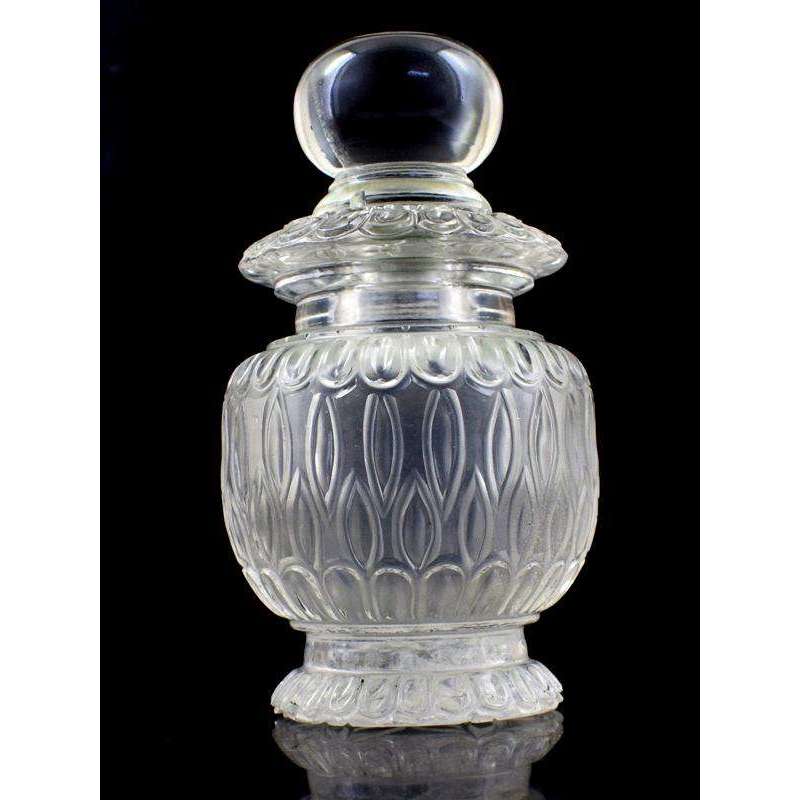 gemsmore:Exclusive Hand Carved White Quartz Perfume Bottle