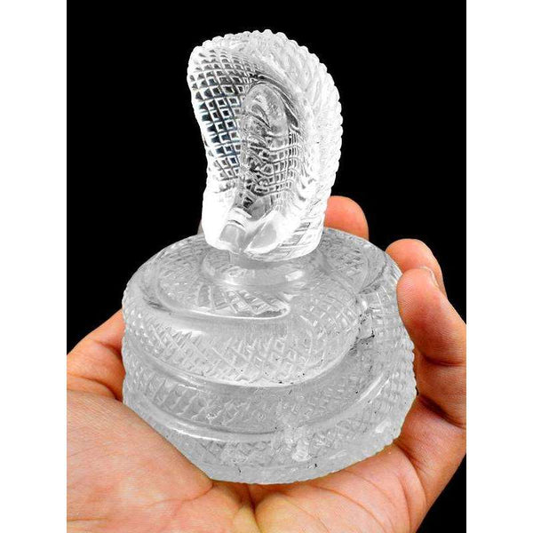 gemsmore:Exclusive Hand Carved White Quartz Snake Perfume Bottle