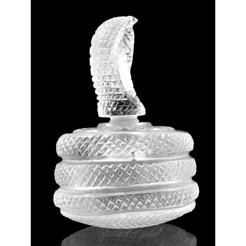 gemsmore:Exclusive Hand Carved White Quartz Snake Perfume Bottle