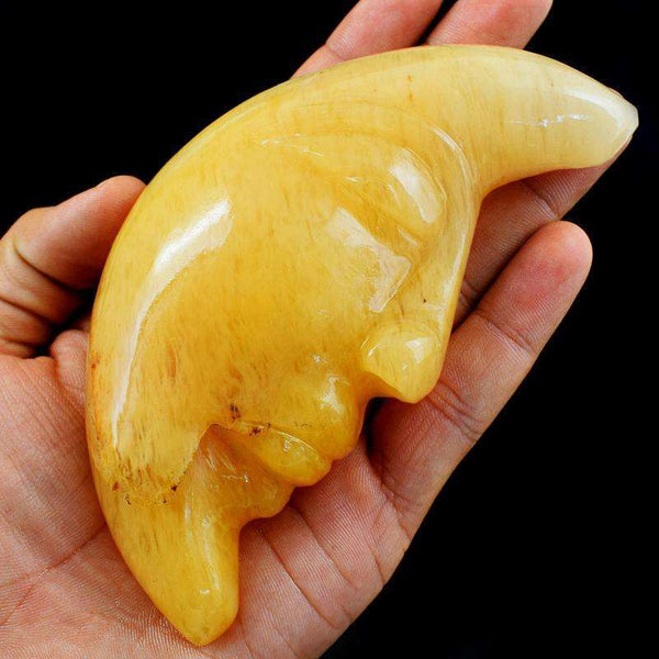 gemsmore:Exclusive Hand Carved Yellow Aventurine Moon Face