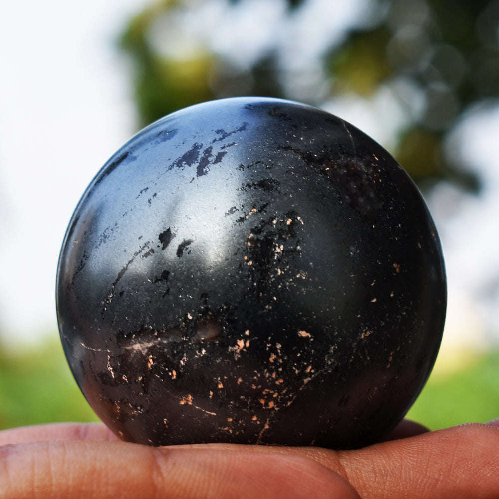 gemsmore:Exclusive  Hematite  Hand Carved  Healing Crystal Sphere