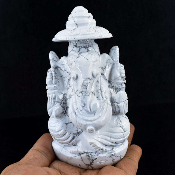 gemsmore:Exclusive Howlite Hand Carved Ganesha