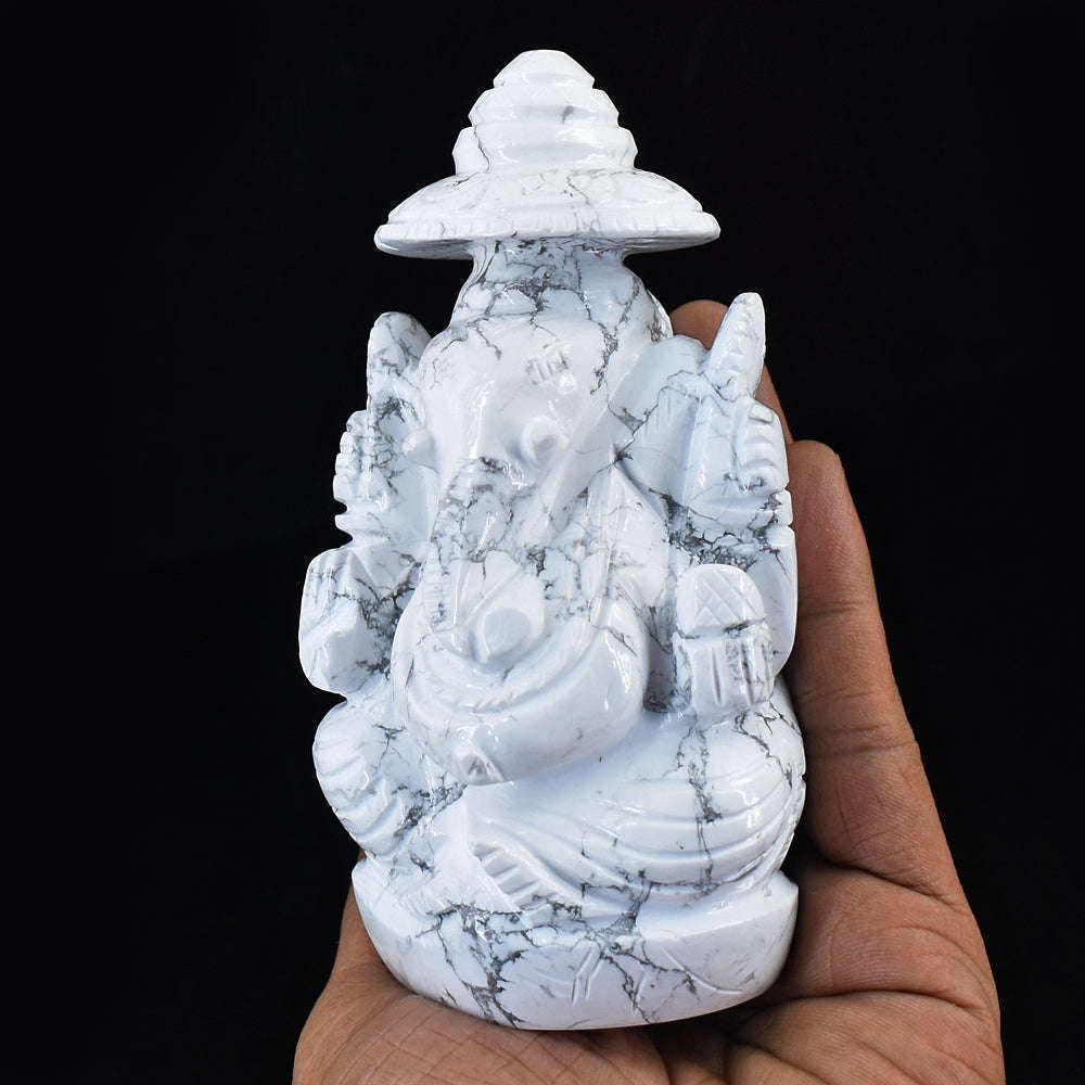 gemsmore:Exclusive Howlite Hand Carved Ganesha
